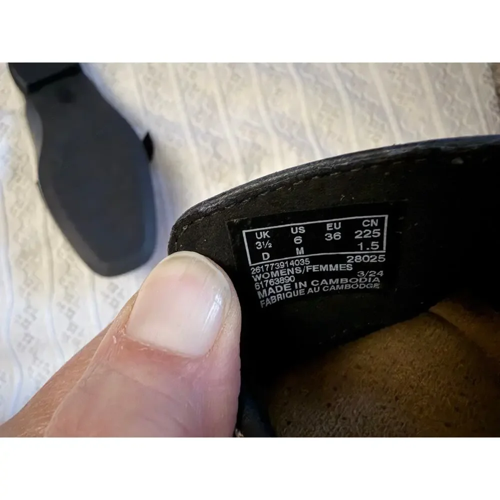 Clarks Collection Black Leather Mule Loafers Buckle Comfort Shoes Women's 6